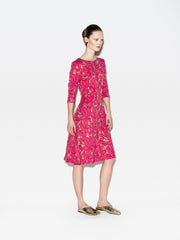 DAKOTA fuchsia floral jacquard dress — side view