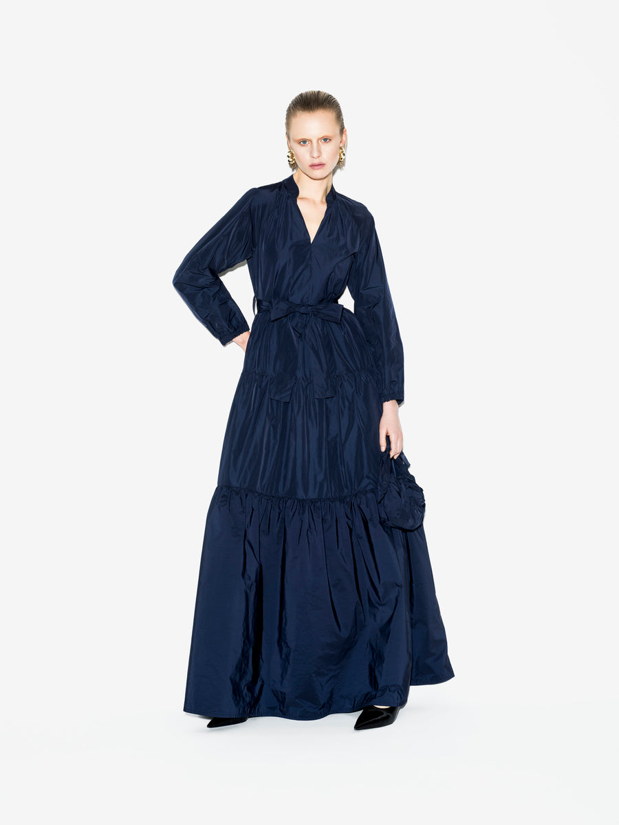 Ahi dress in navy + Cloud bag in navy