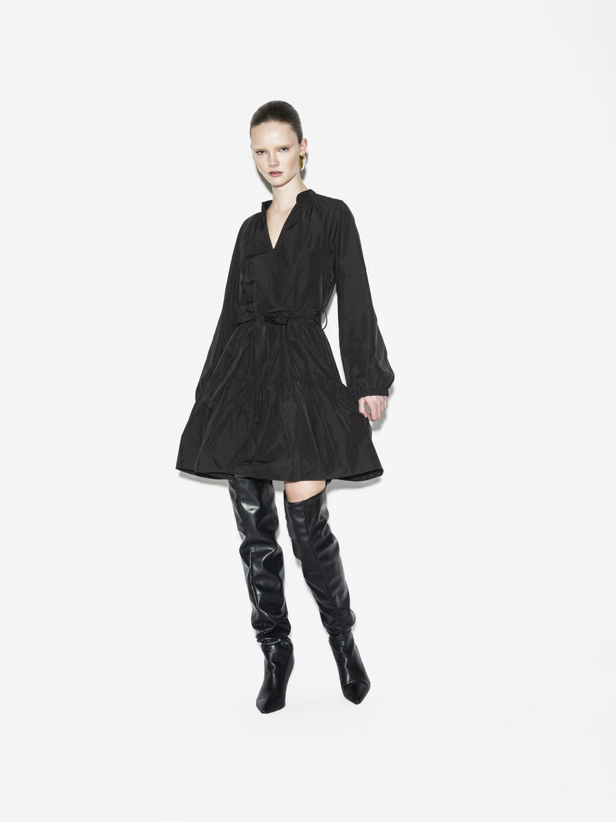 AGAVE black tiered taffeta dress
