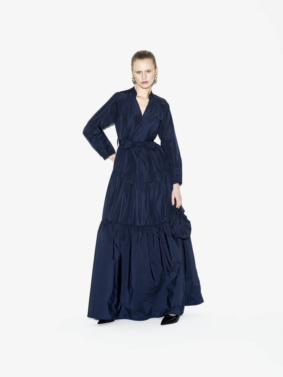CLOUD handbag in navy styled with AHI dress